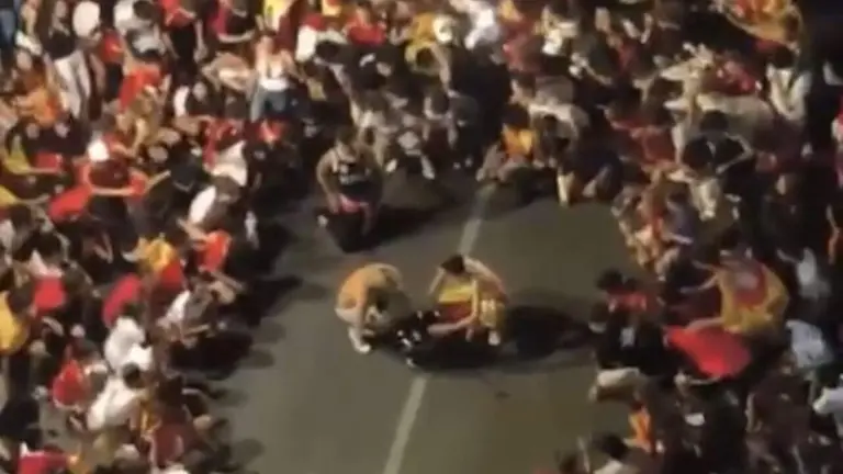 Celebraci&oacute;n de la clasificaci&oacute;n de Espa&ntilde;a en la final del Mundial en la Plaza de los Fueros de Tudela.