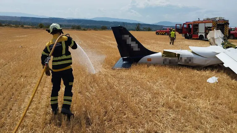 Accidente de avioneta en Viana. BOMBEROS DE NAVARRA
