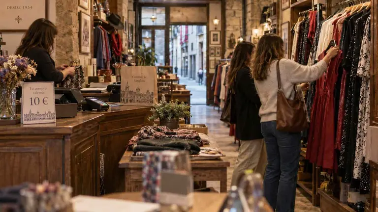 Dos mujeres comprando en el interior de un comercio.