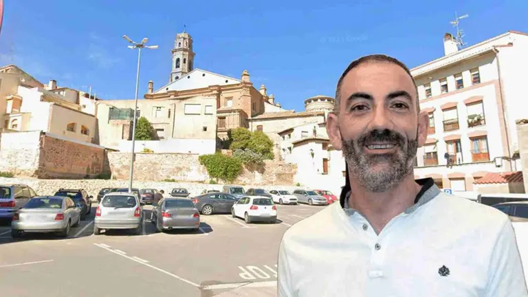 Fotomontaje del alcalde de Corella, Gorka Garc&iacute;a Izal, sobre una imagen del parking de la calle San Francisco de Corella.