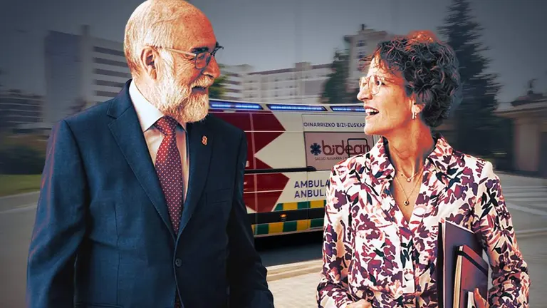 Fotomontaje con im&aacute;genes del consejero de Salud, Fernando Dom&iacute;nguez, y la presidenta de Navarra, Mar&iacute;a Chivite. NAVARRA.COM