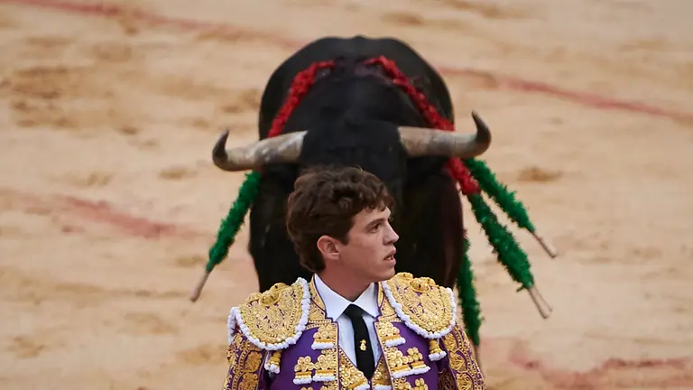 Novillada de la Feria del Toro de San Fermín 2022 con novillos de la ganadería Pincha para los novilleros Jorge Martínez, Isaac Fonseca y Álvaro Alarcón. PABLO LASAOSA