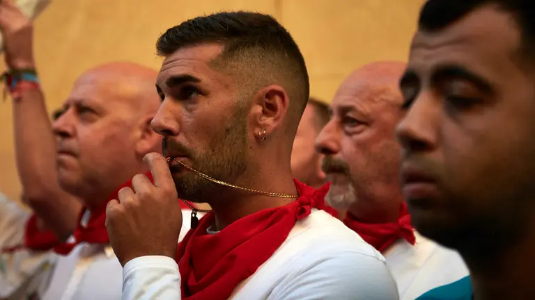 Momentos previos al primer encierro de San Fermín 2022 en Santo Domingo. IRANZU LARRASOAÑA