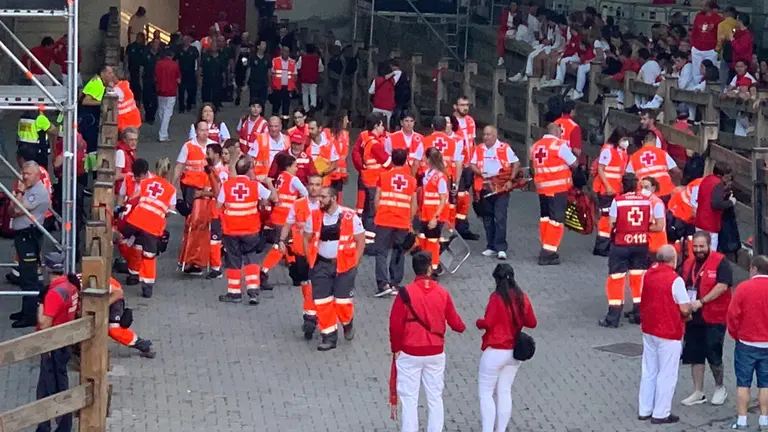 Ambiente previo al encierro de San Fermín del lunes 11 de julio con toros de Cebada Gago. NAVARRA.COM
