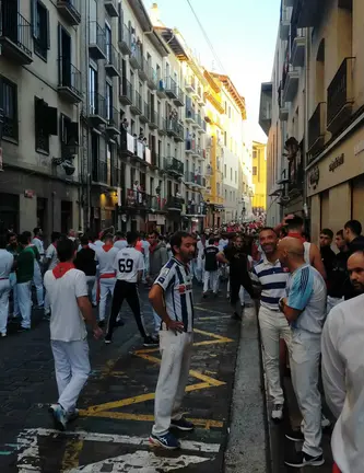 Ambiente previo al encierro de San Fermín del lunes 11 de julio en Santo Domingo con toros de Cebada Gago. NAVARRA.COM