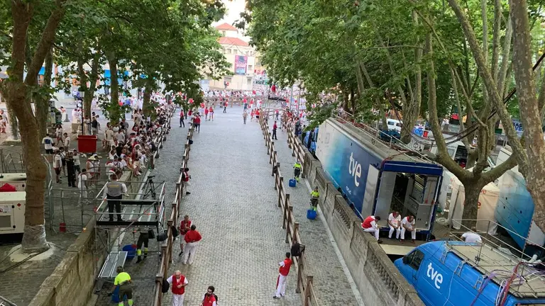 Momentos previos al séptimo encierro de San Fermín 2022 con toros de Victoriano del Río.