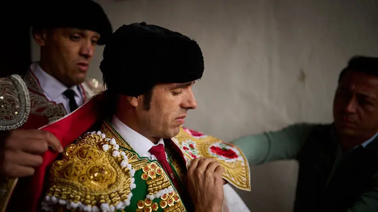 Emilio de Justo en el festejo conmemorativo del 175 aniversario de la plaza de toros de Corella durante sus fiestas de 2022. PABLO LASAOSA