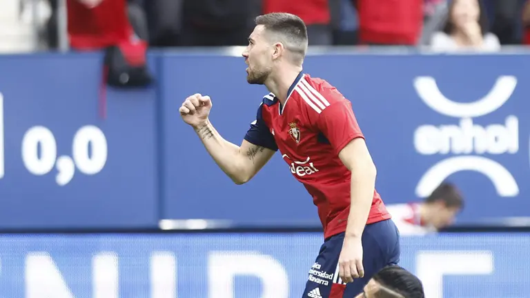 Moi Gómez celebra su gol ante el Valladolid. CA Osasuna.