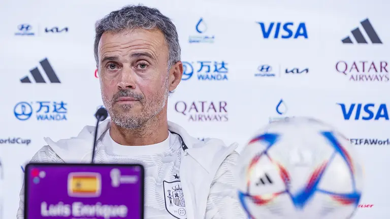El entrenador de España, Luis Enrique, en rueda de prensa.
PABLO GARCÍA/RFEF.