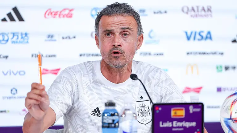 Luis Enrique en rueda de prensa en el Mundial. Photo: William Volcov/ZUMA Press Wire/dpa
William Volcov/ZUMA Press Wire/d / DPA.