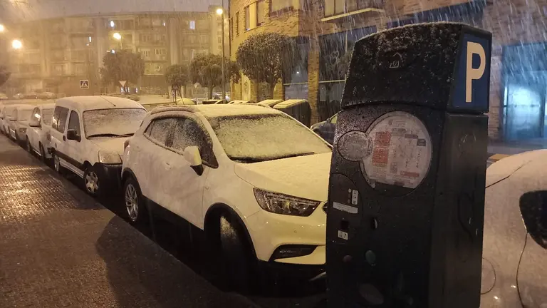 La zona azul lleva sin estar operativa en Pamplona desde este miércoles por la nieve. CEDIDA
