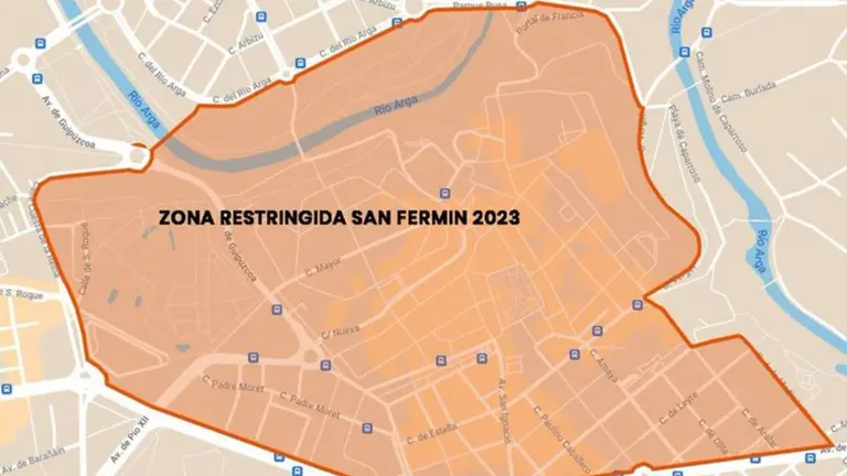 Zona restringida al tráfico rodado durante los Sanfermines. POLICÍA MUNICIPAL DE PAMPLONA