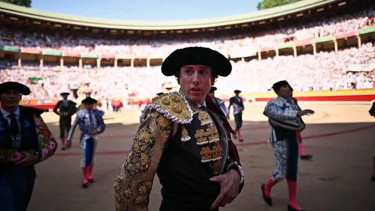 Tercera corrida de San Fermín 2023 con toros de Cebada Gago para Adrián de Torres, Román e Isaac Fonseca. PABLO LASAOSA