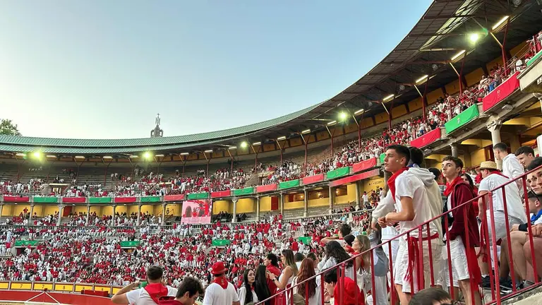 Plaza de Toros de pamplona antes del segundo encierro de San Fermín del 8 de julio con toros de Cebada Gago. IRANZU LARRASOAÑA