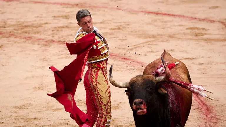 Octava y última corrida de la Feria del Toro de San Fermín 2024 con toros de Miura para Antonio Ferrera, Manuel Escribano y Jesús Enrique Colomo. PABLO LASAOSA