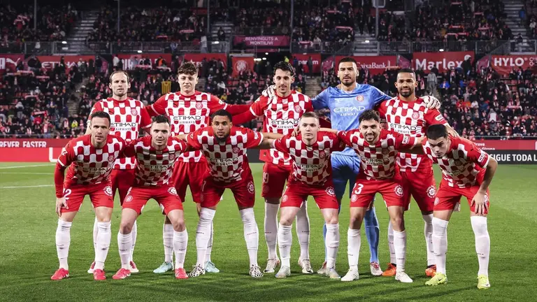 Equipo titular del Girona ante el Valencia el 15 de marzo en el estadio de Montilivi. Javier Borrego / AFP7 / Europa Press.