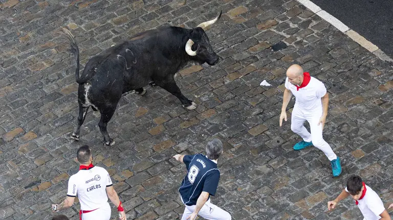 Segundo encierro de San Fermín 2015 con toros de Cebada Gago en Telefonica. Maite H. Mateo.-64