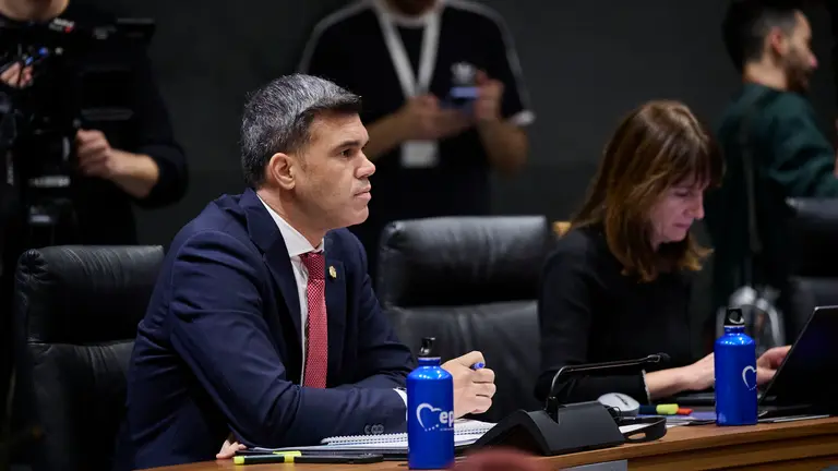 La presidenta Chivite interviene durante el debate del Estado de la Comunidad. Pablo Lasaosa
