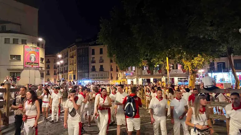 Miles de personas han vivido la noche de San Fermín del fin de semana en Pamplona.