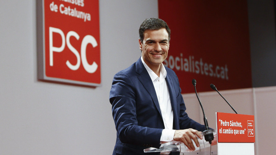 El candidato del PSOE a la Moncloa, Pedro Sánchez, durante su intervención en Cataluña. /EFE