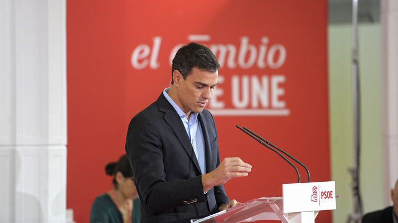 Pedro Sánchez durante la conferencia del PSOE en León