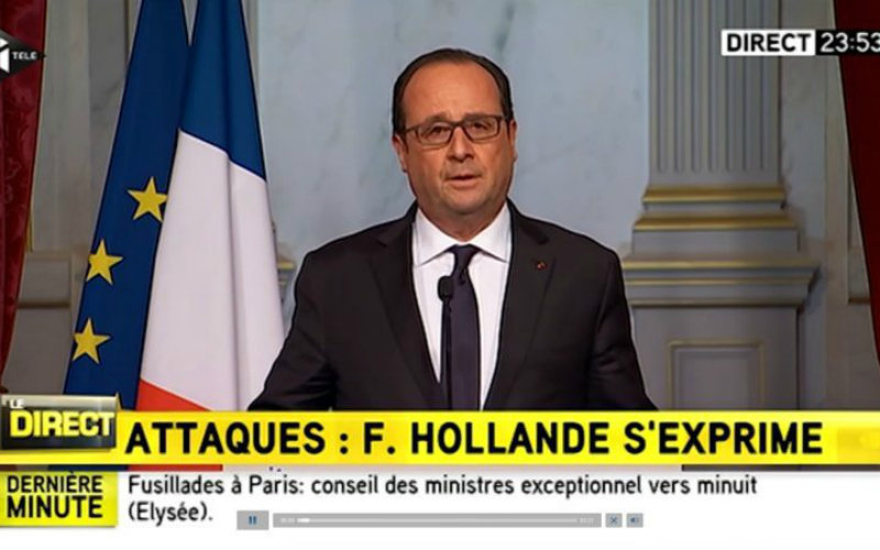 Hollande comparece tras los atentados.