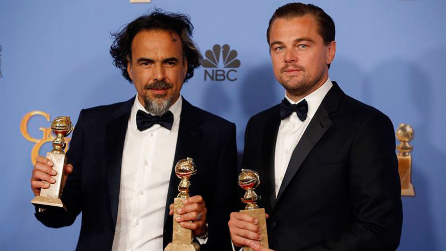 Iñarritu y Di Caprio en los Globos de Oro.