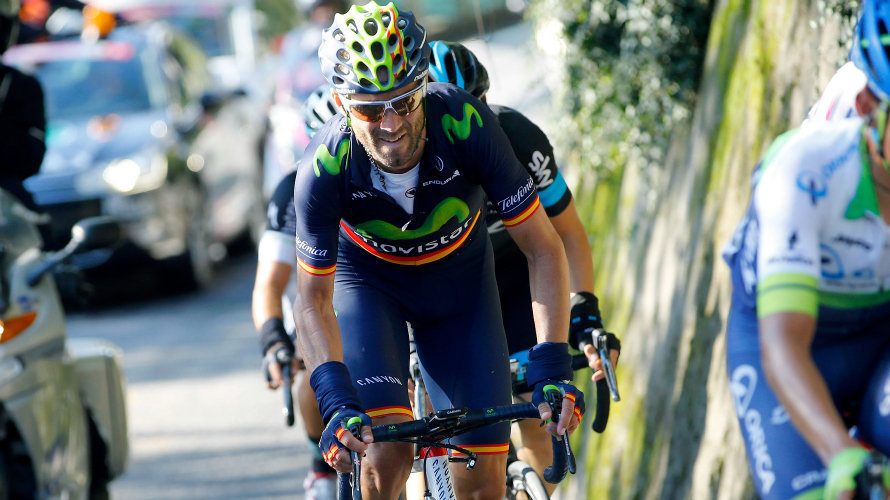 Alejandro Valverde en pleno esfuerzo. Foto Movistar Team.