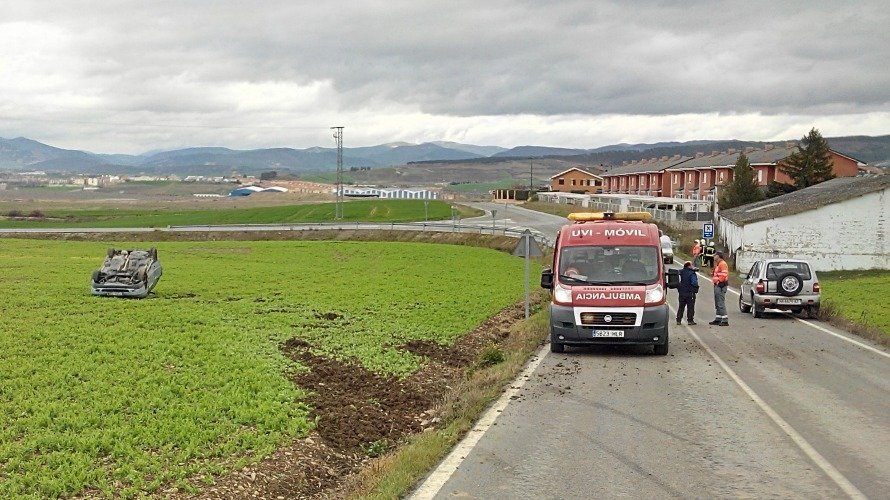 Imagen del accidente de tráfico ocurrido en Beriáin.