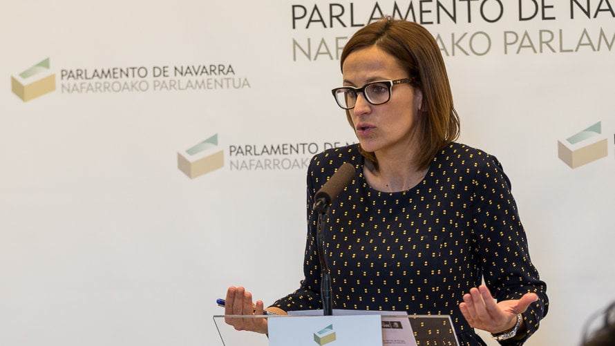 María Chivite (PSN) en su comparencia tras la Mesa y la Junta de Portavoces del Parlamento de Navarra. (4). IÑIGO ALZUGARAY
