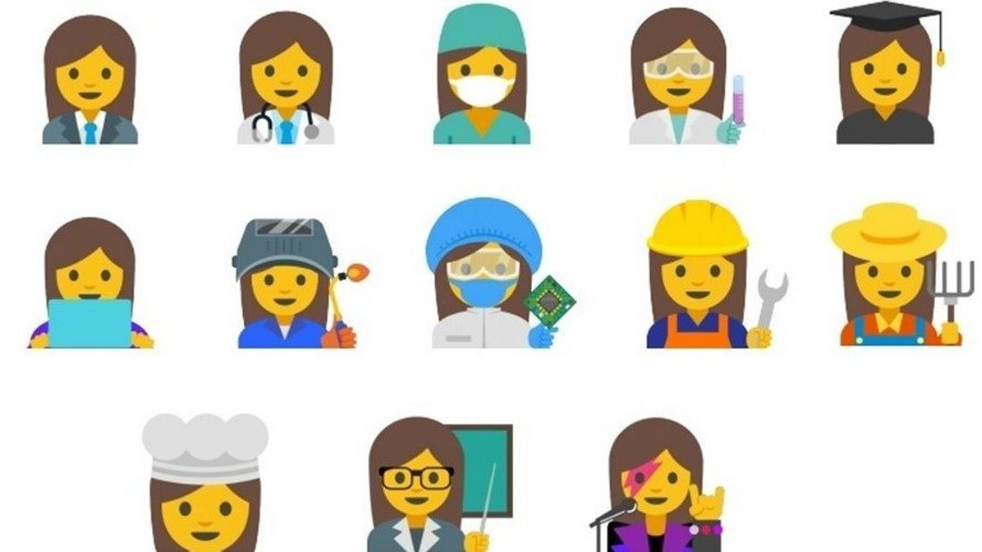 Emoticonos que representan mujeres trabajadoras.