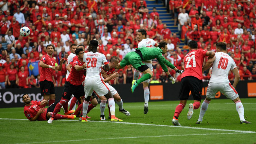 Gol de Suiza ante Albania en la Eurocopa. Foto Uefa.com