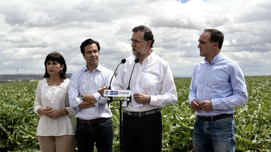 Mariano Rajoy ha visitado Tudela en su paso por la campaña electoral de UPN-PP en Navarra con motivo de las elecciones generales del 26-J. PABLO LASAOSA (2)