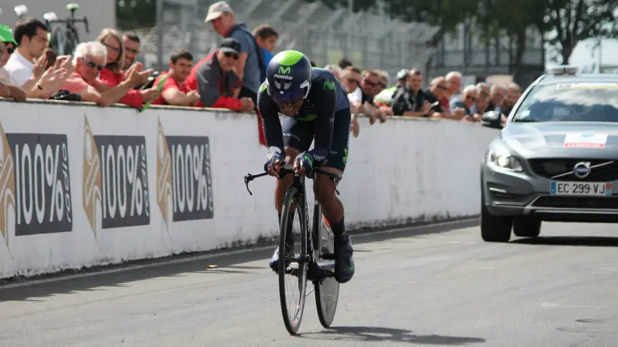 Nairo Quintana en plena crono individual. Foto Movistar team.