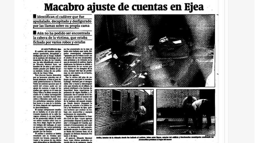 Noticia publicada por Heraldo de Aragón el 17 de septiembre de 1996 sobre el asesinato. HERALDO