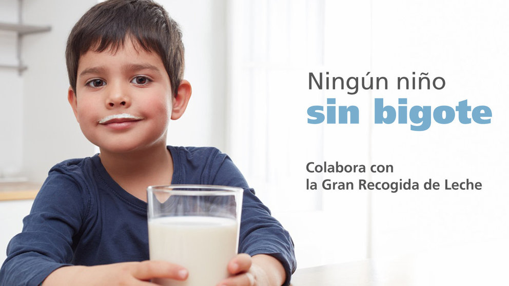 Cartel promocional de la recogida de leche de la Obra Social LaCaixa y el Banco de Alimentos