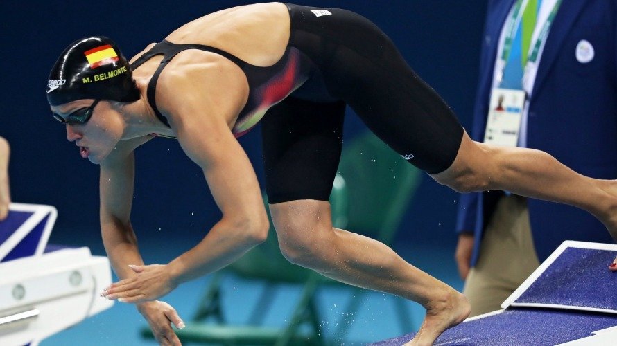 La nadadora española Mireia Belmonte compite en la prueba de 200 metros estilo mariposa femenina . EFE