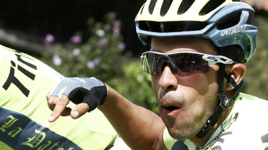Alberto Contador en pleno esfuerzo en la Vuelta 2016. Efe.