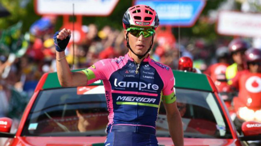 Valerio Conti gana la etapa con final en urdax-Dantxarinea. Twitter.