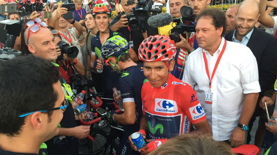 Quintana celebra su éxito en la Vuelta 2016. Twitter Lavuelta.