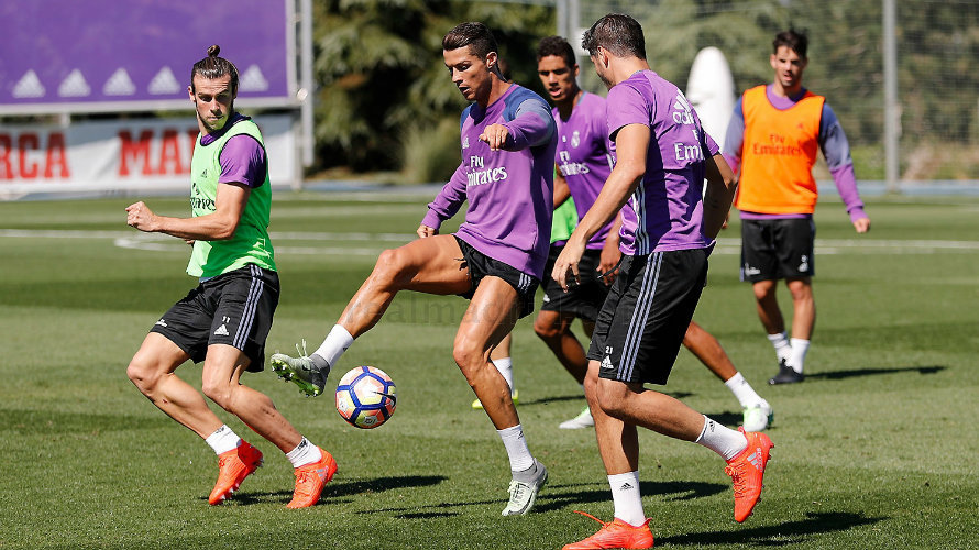 Entrenamiento de Bale y Cristiano en Madrid. Foto web Real Madrid.