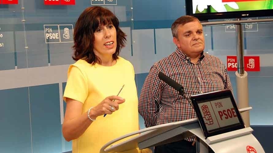Maite Esporrín (PSN) durante la rueda de prensa. PSN