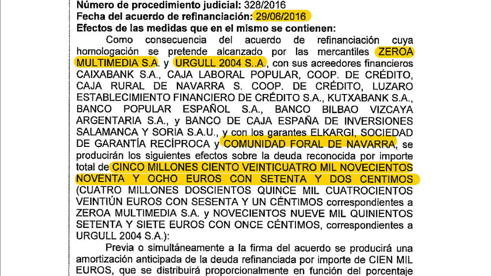 Documento que certifica el aval del Gobierno de Navarra a Diario de Noticias