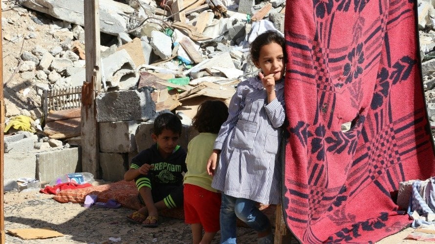 Niños palestinos en la Franja de Gaza.