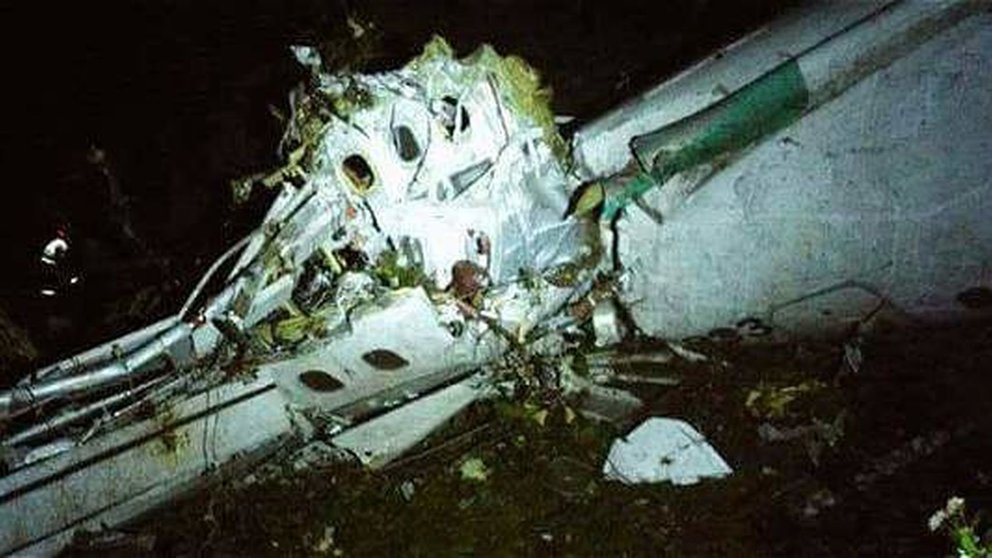 Imagen del avión accidentado en el que viajaba el equipo del Chapecoense.