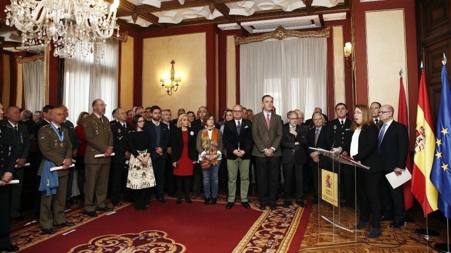 La delegada de Gobierno, Carmen Alba, durante al acto conmemorativo por el Día de la Constitución en Pamplona. EFE. JESÚS DIGES