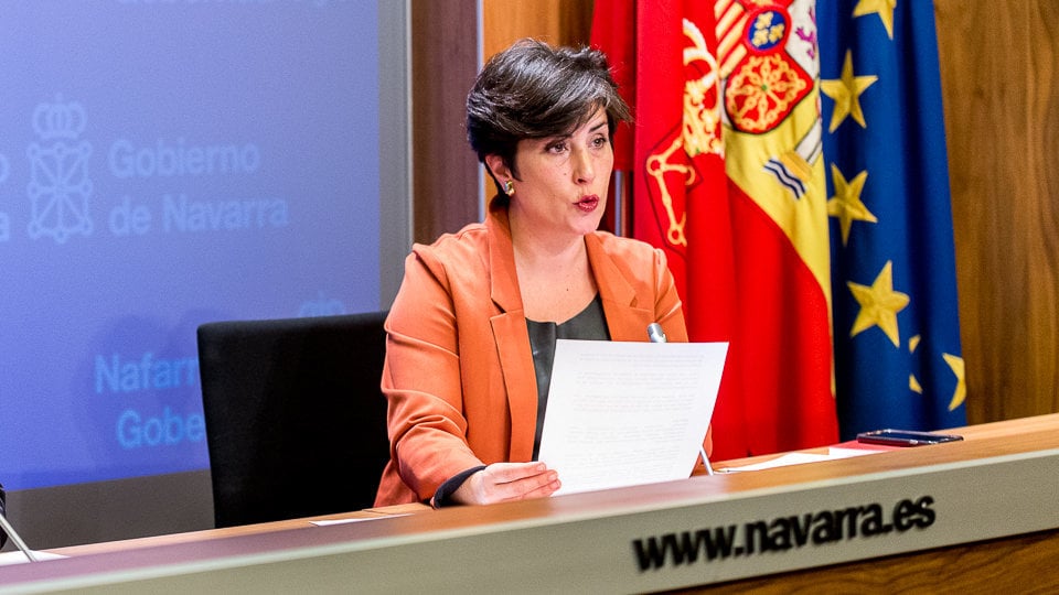 La portavoz del Gobierno, María Solana, durante la rueda de prensa semanal del Gobierno de Navarra (3). IÑIGO ALZUGARAY