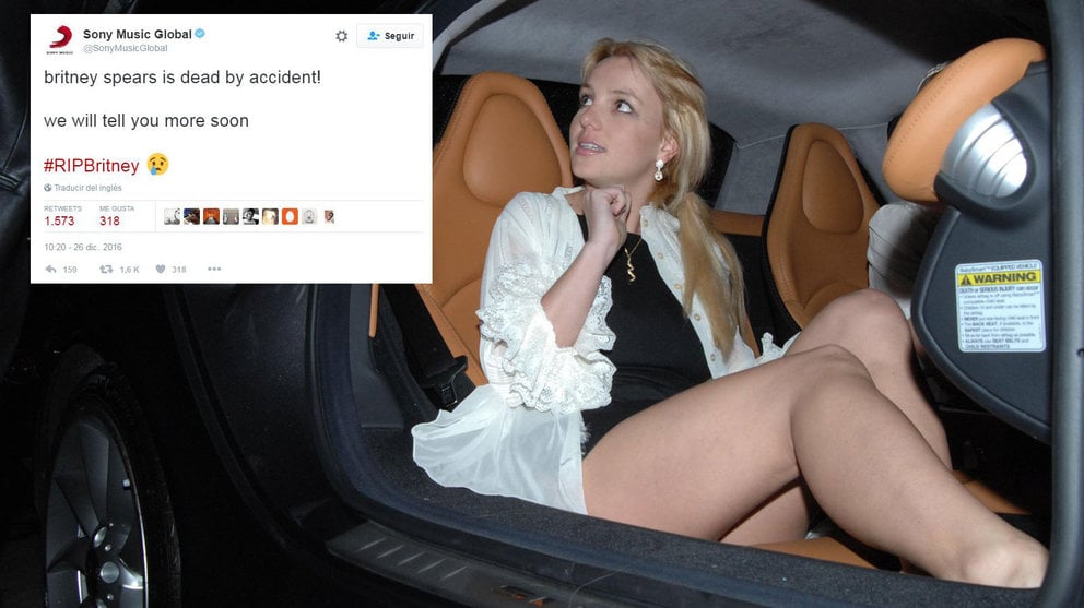 El tuit hackeado de la cuenta oficial de Sony anunciando el supuesto fallecimiento de Britney Spears