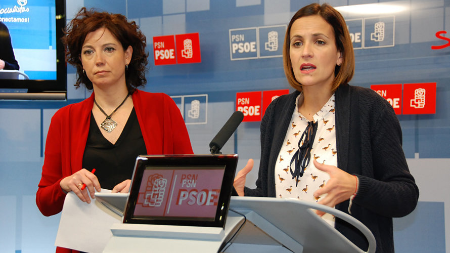 La secretaria general del PSN, María Chivite, durante su intervención.