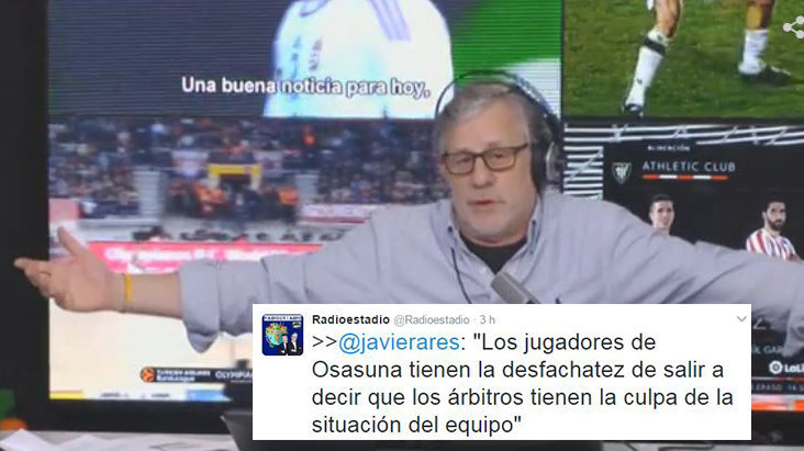 Javier Ares durante su crítica al jugador de Osasuna Oriol Riera por sus quejas arbitrales RADIOESTADIO